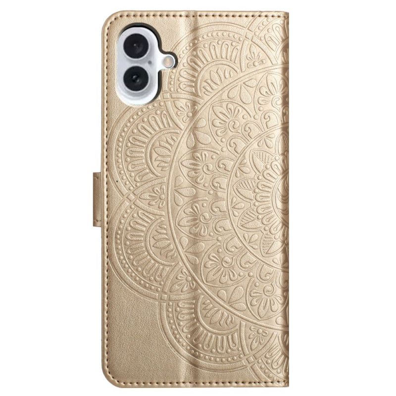 Leren Hoesje Voor iPhone 16 Mandala-riempatroon