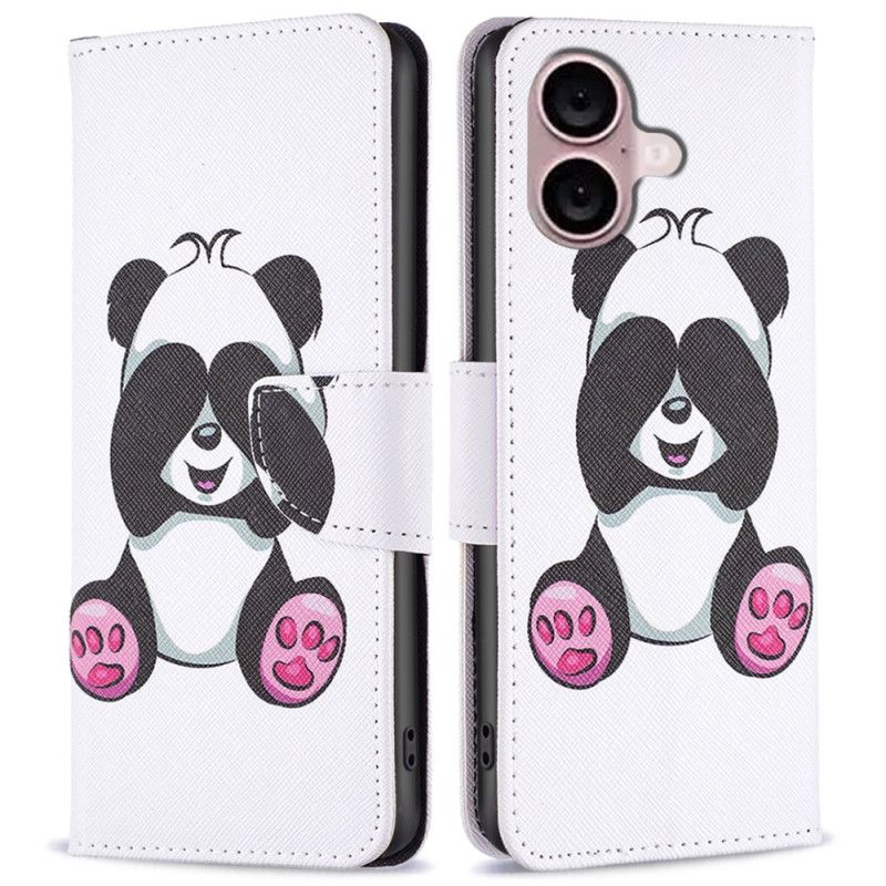 Leren Hoesje Voor iPhone 16 Panda