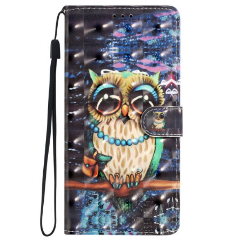 Leren Hoesje Voor iPhone 16 String Uil