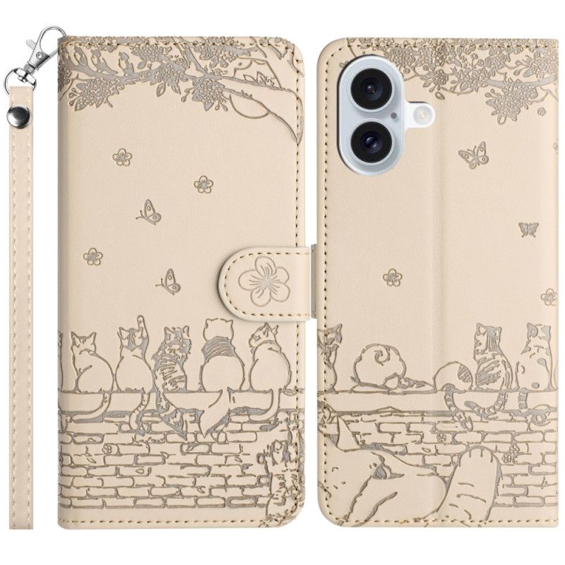 Leren Hoesje Voor iPhone 16 Stringkatten