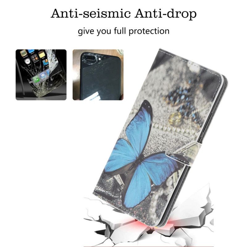 Bescherming Hoesje Samsung Galaxy Note 10 Plus Telefoonhoesje Blauwe Vlinder