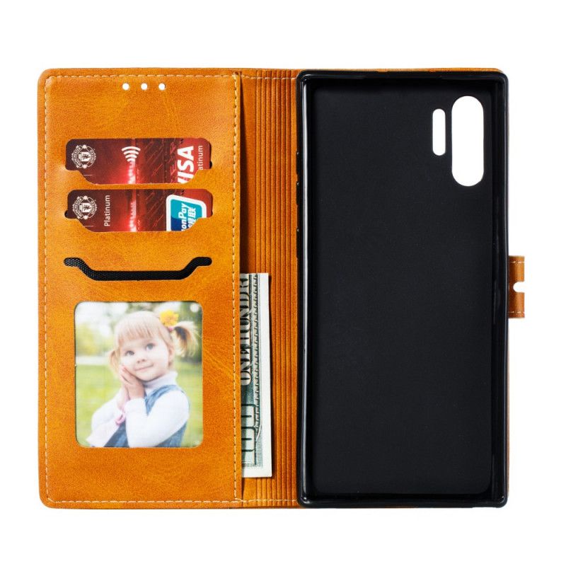 Cover Folio-hoesje Samsung Galaxy Note 10 Plus Rood Zwart Telefoonhoesje Kitten Imitatieleer