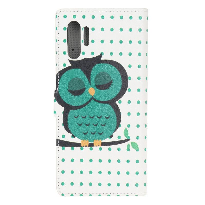 Cover Folio-hoesje Samsung Galaxy Note 10 Plus Telefoonhoesje Slapende Uil