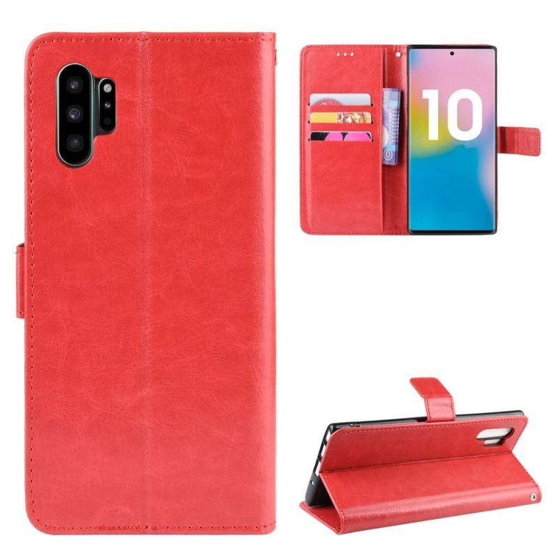 Flip Case Leren Samsung Galaxy Note 10 Plus Rood Zwart Flitsend Kunstleer