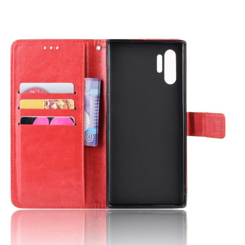 Flip Case Leren Samsung Galaxy Note 10 Plus Rood Zwart Flitsend Kunstleer