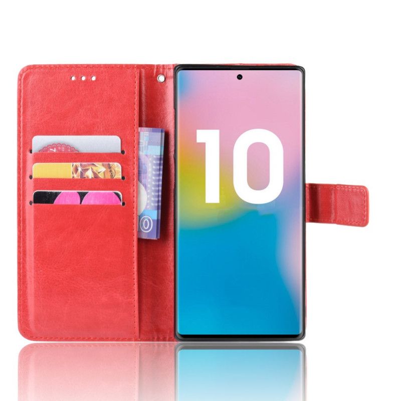 Flip Case Leren Samsung Galaxy Note 10 Plus Rood Zwart Flitsend Kunstleer