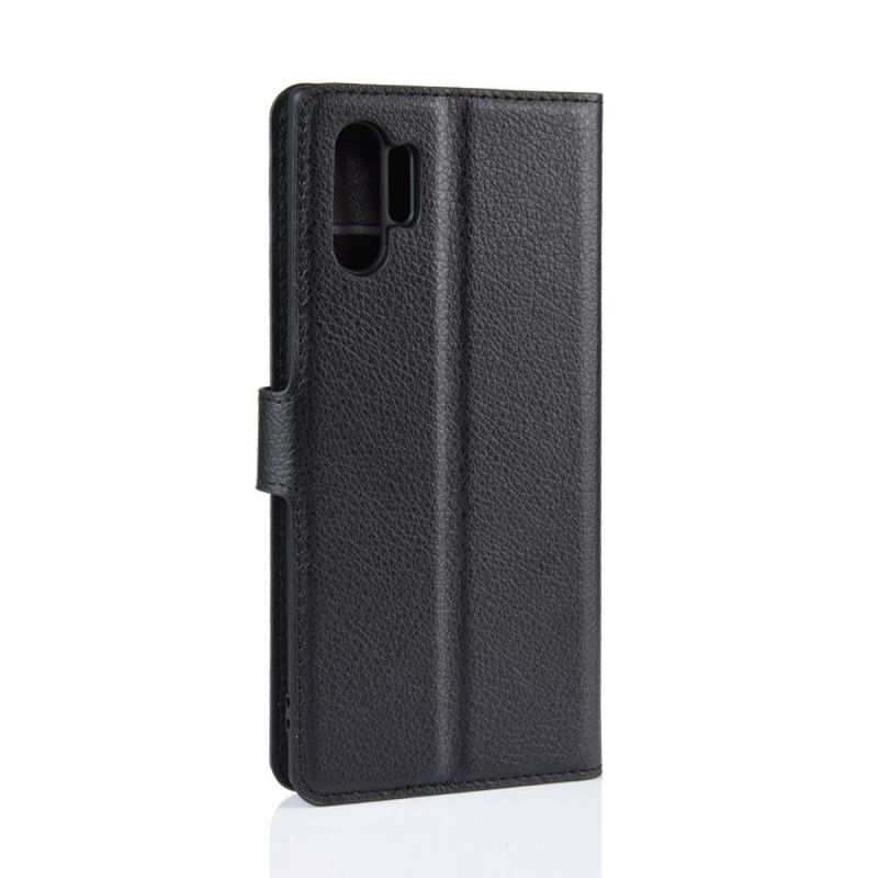 Flip Case Leren Samsung Galaxy Note 10 Plus Wit Zwart Klassieke Kleuren