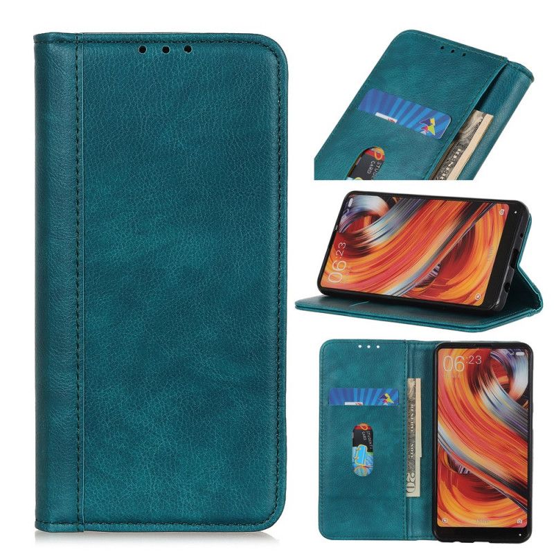 Folio-hoesje Samsung Galaxy Note 10 Plus Groen Zwart Elegant Split Lychee Leer