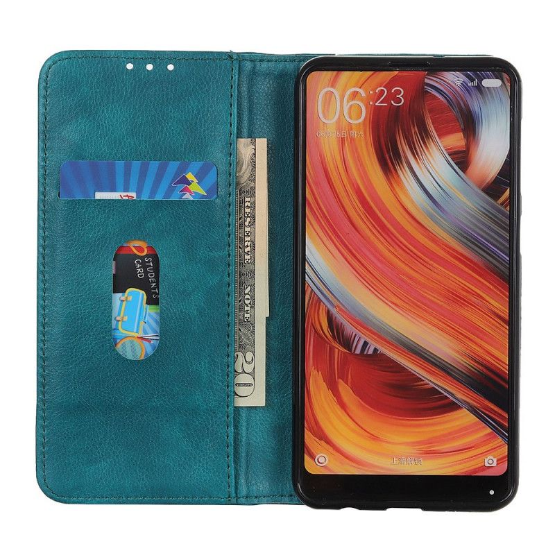 Folio-hoesje Samsung Galaxy Note 10 Plus Groen Zwart Elegant Split Lychee Leer