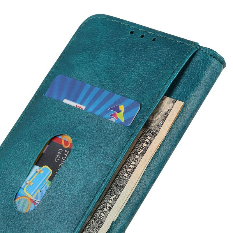 Folio-hoesje Samsung Galaxy Note 10 Plus Groen Zwart Elegant Split Lychee Leer