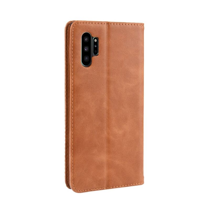 Folio-hoesje voor Samsung Galaxy Note 10 Plus Rood Zwart Gestileerd Vintage Leereffect