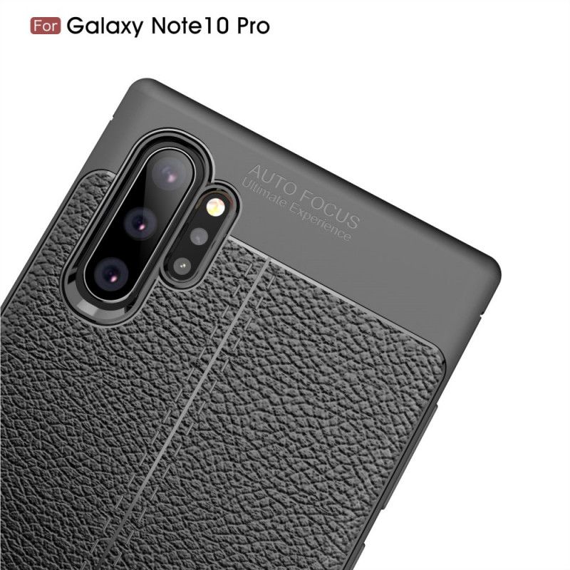 Hoesje Samsung Galaxy Note 10 Plus Rood Zwart Dubbellijns Lychee Leereffect