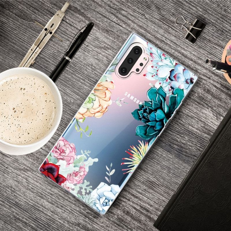 Hoesje Samsung Galaxy Note 10 Plus Transparante Aquarelbloemen