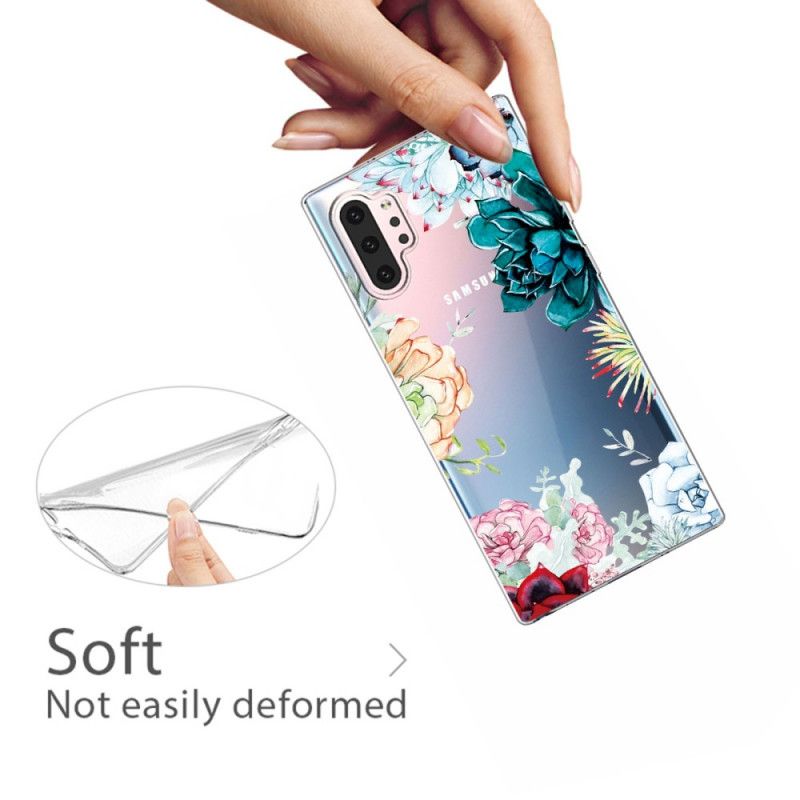 Hoesje Samsung Galaxy Note 10 Plus Transparante Aquarelbloemen