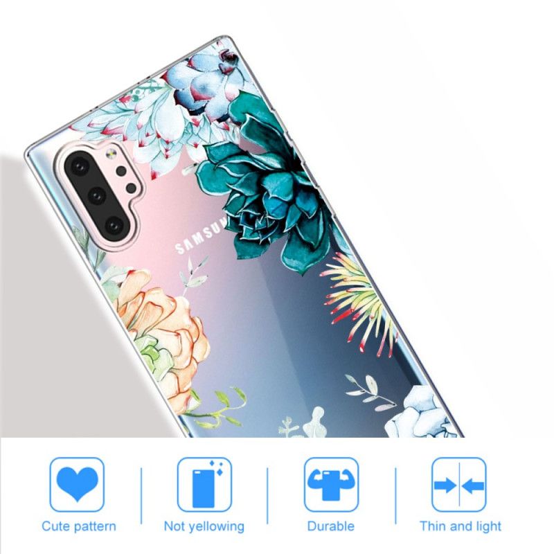 Hoesje Samsung Galaxy Note 10 Plus Transparante Aquarelbloemen