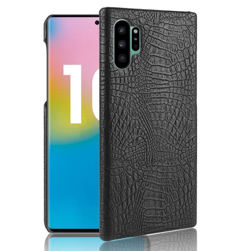 Hoesje Samsung Galaxy Note 10 Plus Wit Zwart Krokodillenhuideffect