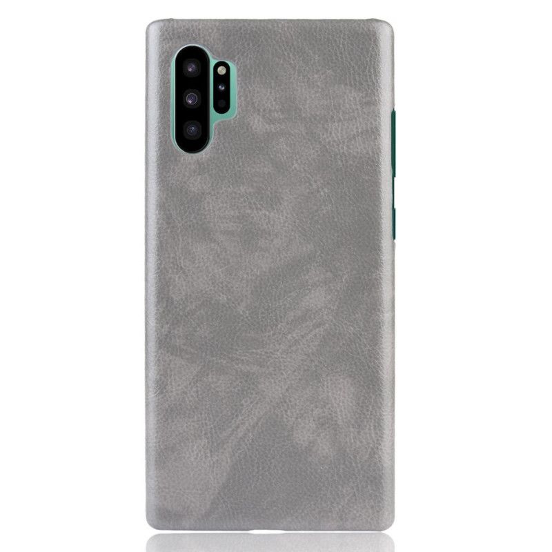 Hoesje Samsung Galaxy Note 10 Plus Zwart Klassiek Lychee-Leereffect