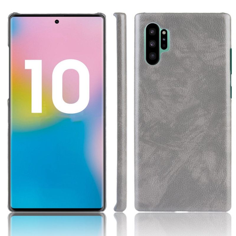 Hoesje Samsung Galaxy Note 10 Plus Zwart Klassiek Lychee-Leereffect