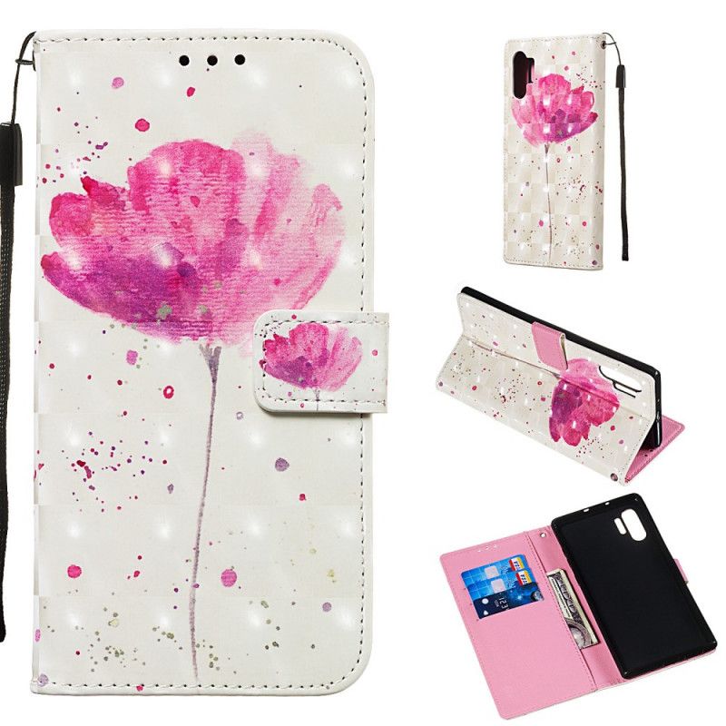 Leren Hoesje Samsung Galaxy Note 10 Plus Aquarel Klaproos