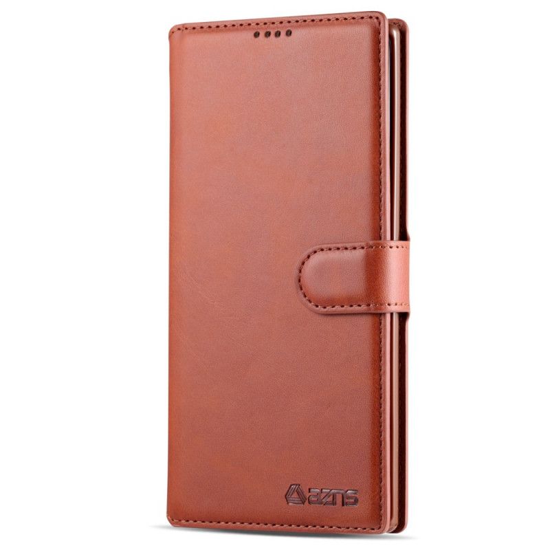 Leren Hoesje voor Samsung Galaxy Note 10 Plus Grijs Zwart Retro Azns