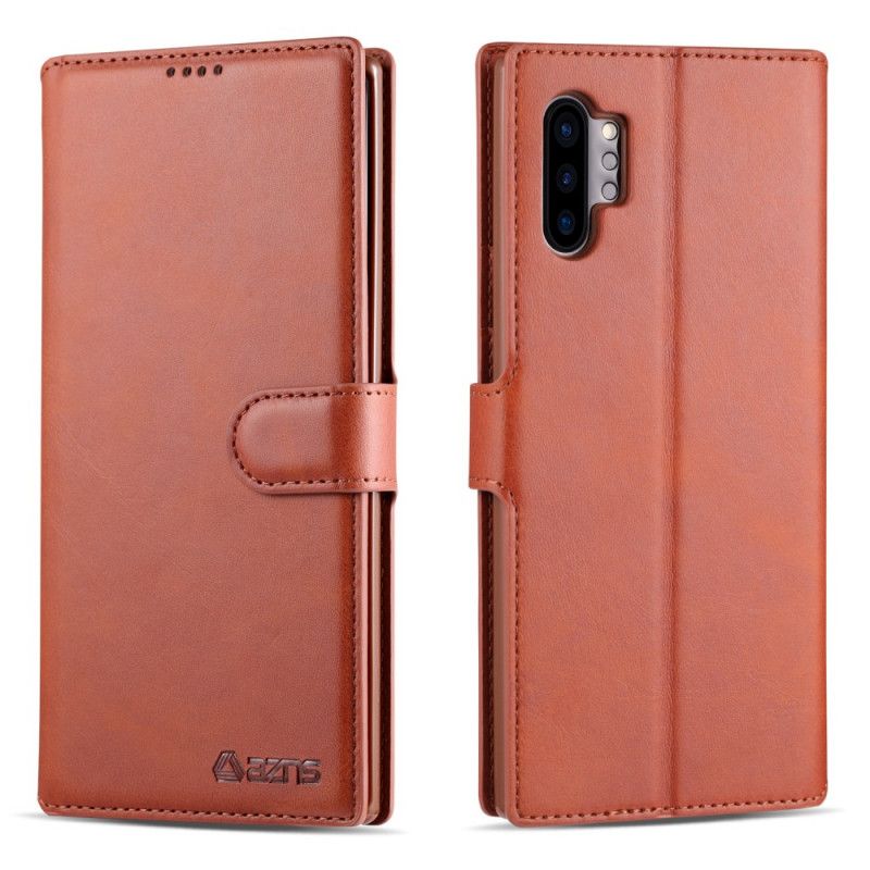 Leren Hoesje voor Samsung Galaxy Note 10 Plus Grijs Zwart Retro Azns