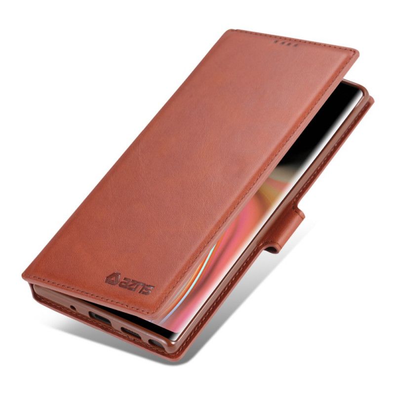 Leren Hoesje voor Samsung Galaxy Note 10 Plus Grijs Zwart Retro Azns