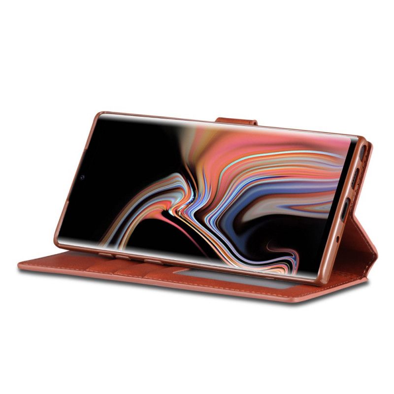 Leren Hoesje voor Samsung Galaxy Note 10 Plus Grijs Zwart Retro Azns