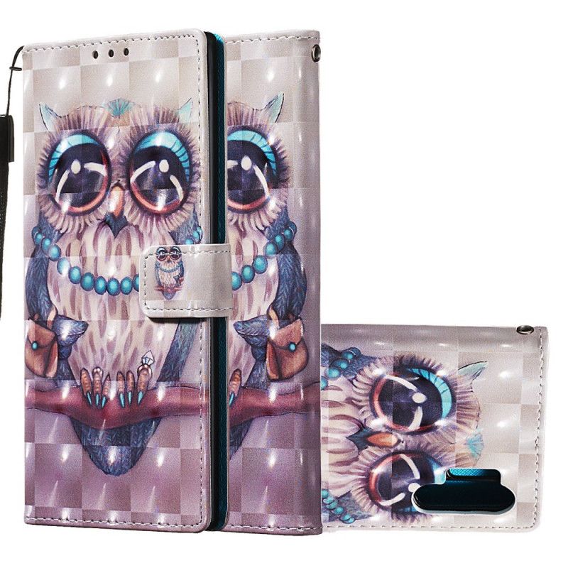 Leren Hoesje voor Samsung Galaxy Note 10 Plus Juffrouw Uil Met String