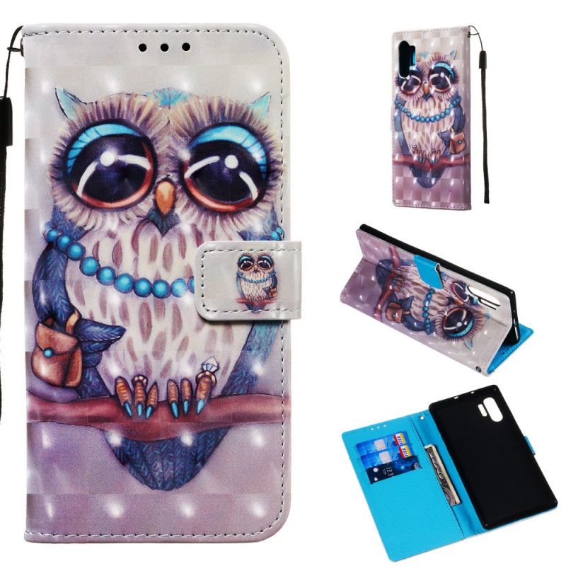 Leren Hoesje voor Samsung Galaxy Note 10 Plus Juffrouw Uil Met String