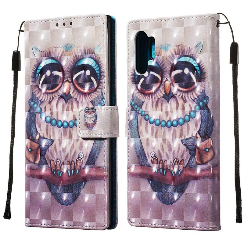 Leren Hoesje voor Samsung Galaxy Note 10 Plus Juffrouw Uil Met String