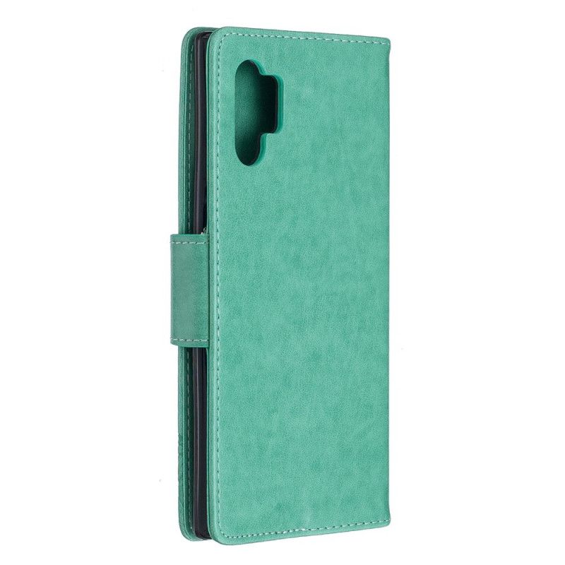 Leren Hoesje voor Samsung Galaxy Note 10 Plus Magenta Grijs Mooie Strappy Vlinders