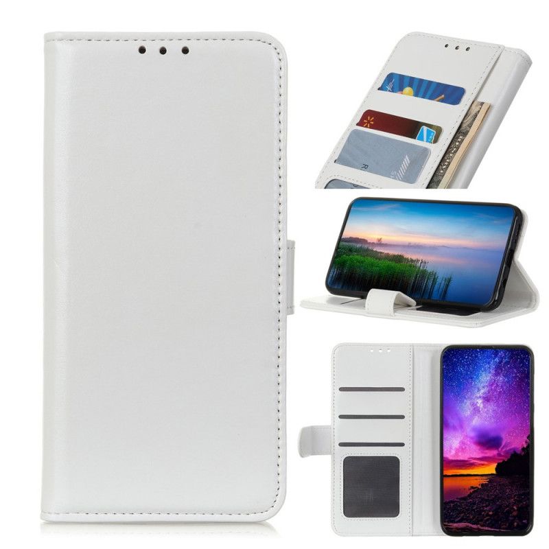 Leren Hoesje voor Samsung Galaxy Note 10 Plus Wit Zwart Glanzend Kunstleer