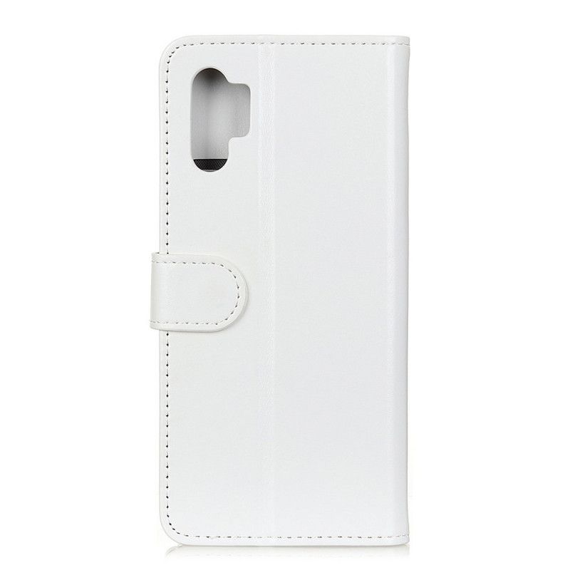 Leren Hoesje voor Samsung Galaxy Note 10 Plus Wit Zwart Glanzend Kunstleer