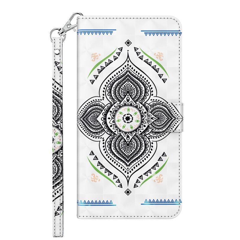 Bescherming Hoesje Samsung Galaxy A12 Telefoonhoesje Lichtvlekjes Mandala Met Riempje