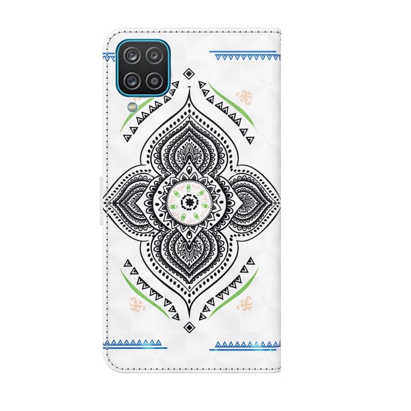 Bescherming Hoesje Samsung Galaxy A12 Telefoonhoesje Lichtvlekjes Mandala Met Riempje