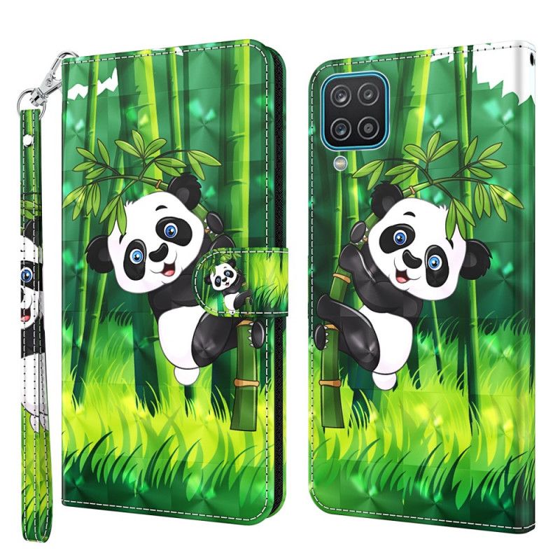 Bescherming Hoesje Samsung Galaxy A12 Telefoonhoesje Panda En Bamboe