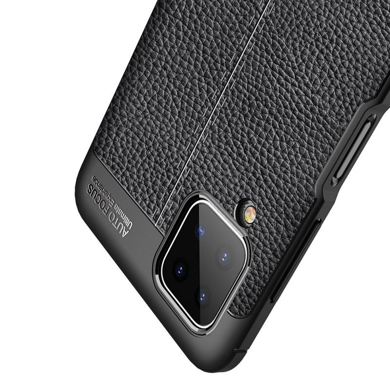 Case Hoesje Samsung Galaxy A12 Rood Zwart Telefoonhoesje Dubbellijns Lychee Leereffect