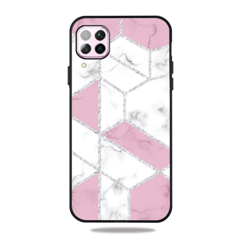 Case Hoesje Samsung Galaxy A12 Roze Wit Telefoonhoesje Marmeren Glitter