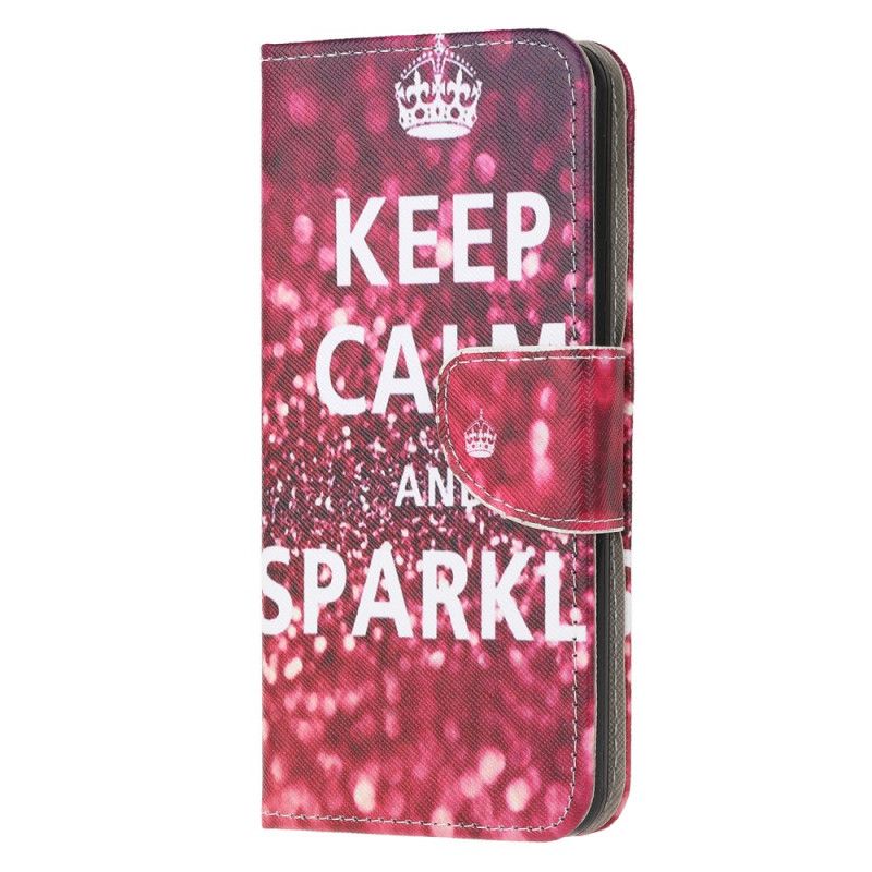 Cover Folio-hoesje Samsung Galaxy A12 Telefoonhoesje Blijf Kalm En Sprankelend