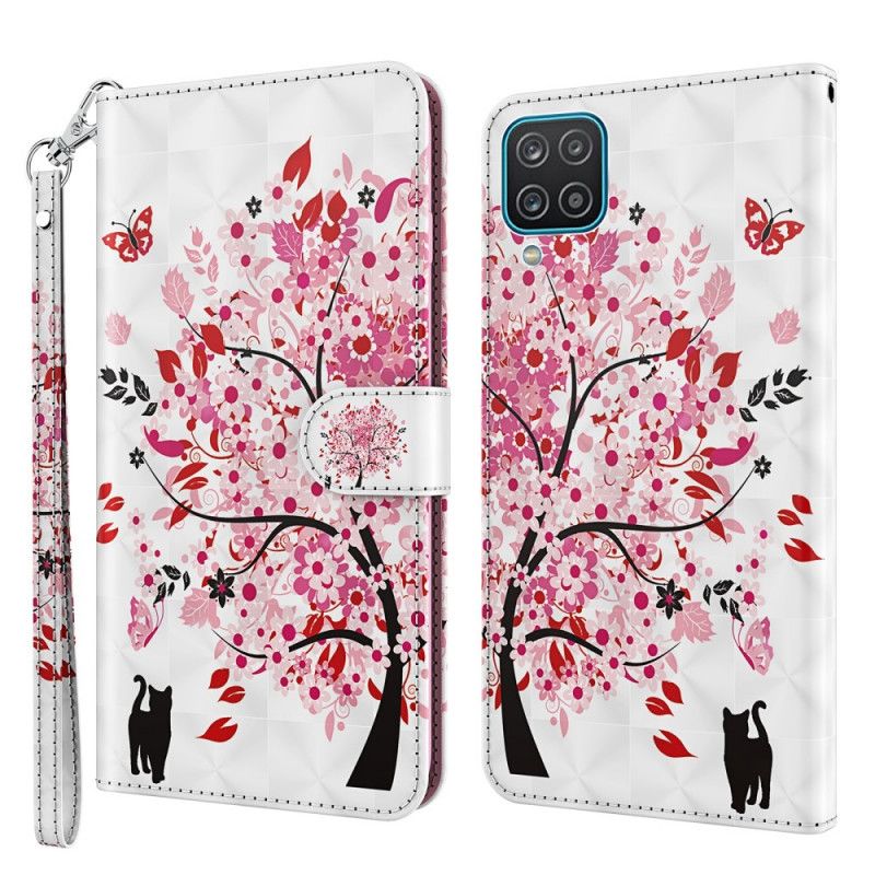 Cover Folio-hoesje Samsung Galaxy A12 Telefoonhoesje Roze Boom