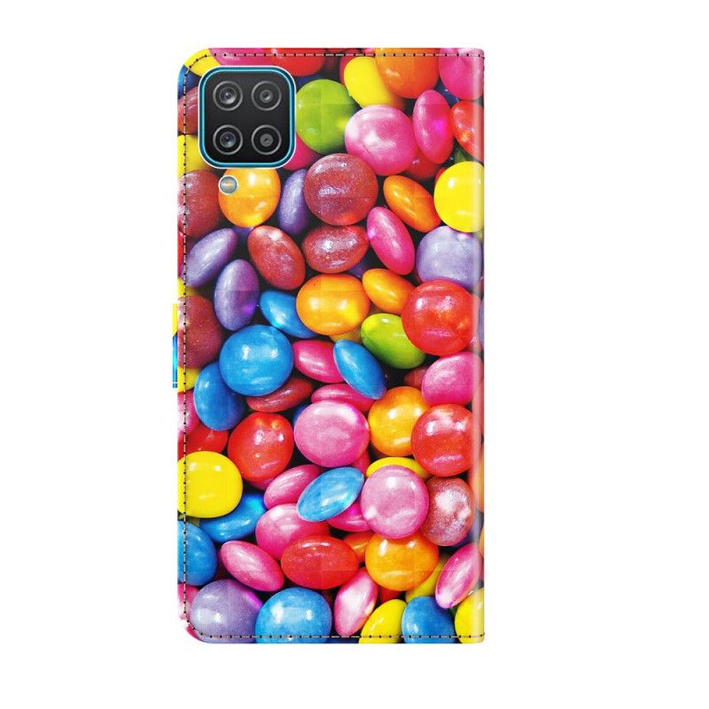 Cover Folio-hoesje Samsung Galaxy A12 Telefoonhoesje Snoepje Met Riem