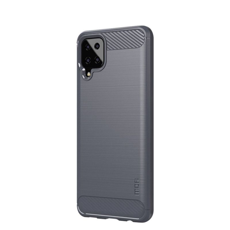 Cover Hoesje Samsung Galaxy A12 Grijs Zwart Telefoonhoesje Mofi Geborstelde Koolstofvezel