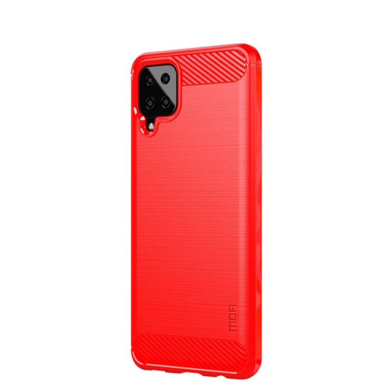 Cover Hoesje Samsung Galaxy A12 Grijs Zwart Telefoonhoesje Mofi Geborstelde Koolstofvezel