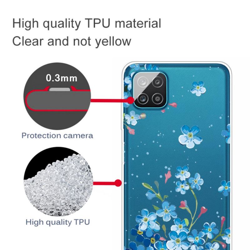 Cover Hoesje Samsung Galaxy A12 Telefoonhoesje Blauwe Bloemen