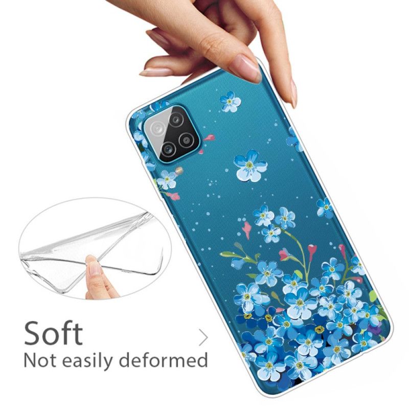 Cover Hoesje Samsung Galaxy A12 Telefoonhoesje Blauwe Bloemen