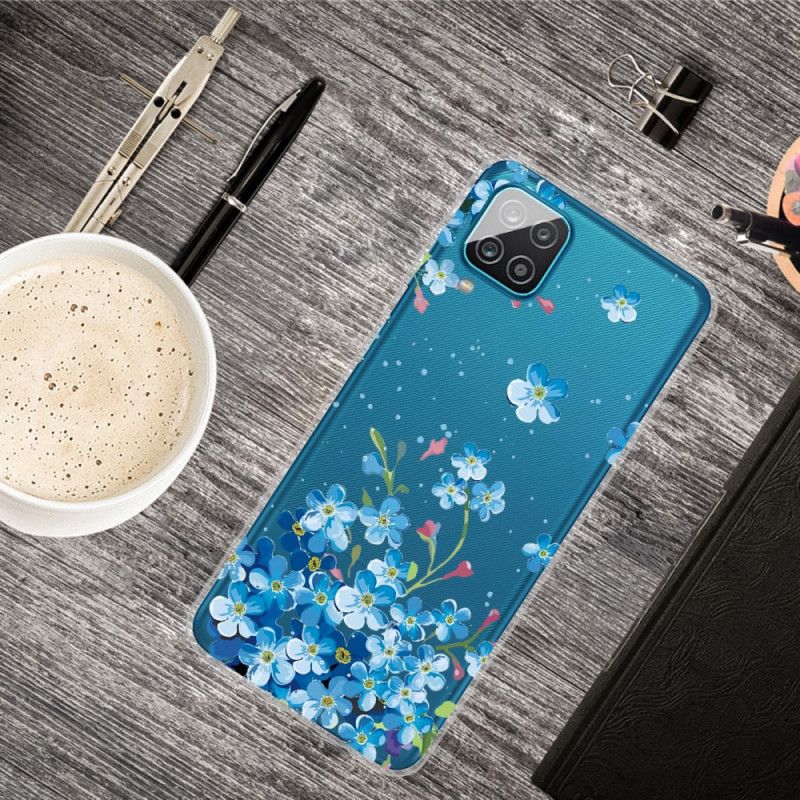 Cover Hoesje Samsung Galaxy A12 Telefoonhoesje Blauwe Bloemen