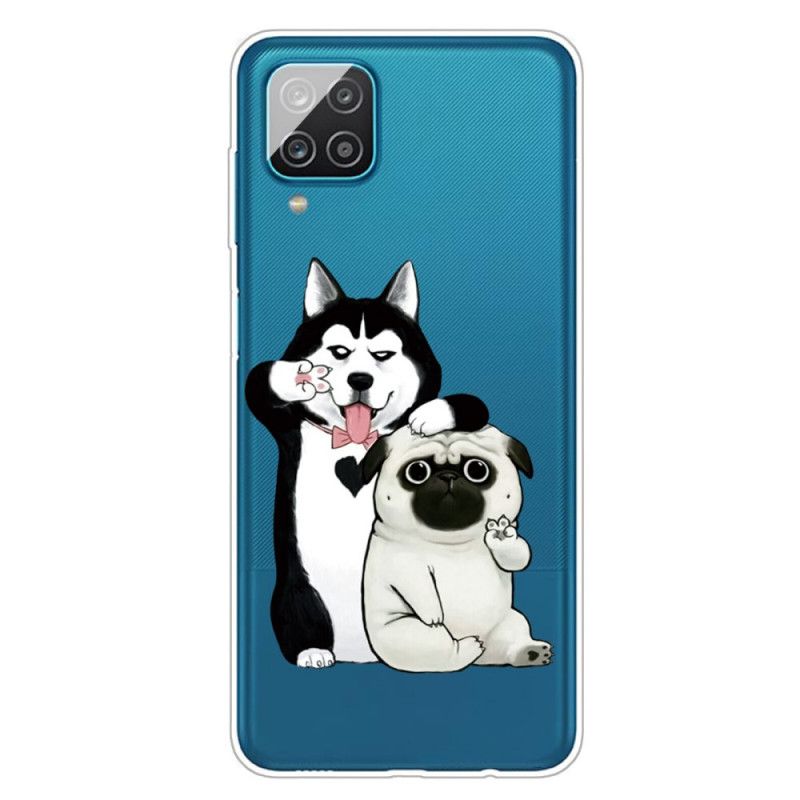 Cover Hoesje Samsung Galaxy A12 Telefoonhoesje Grappige Honden