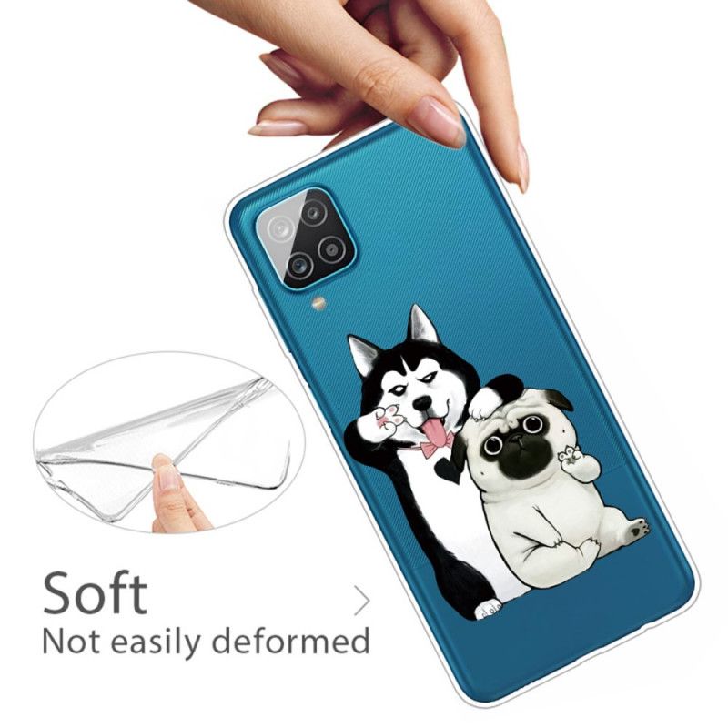 Cover Hoesje Samsung Galaxy A12 Telefoonhoesje Grappige Honden