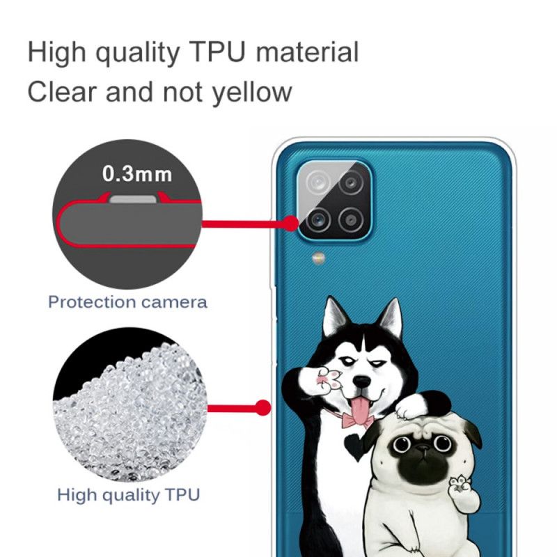 Cover Hoesje Samsung Galaxy A12 Telefoonhoesje Grappige Honden