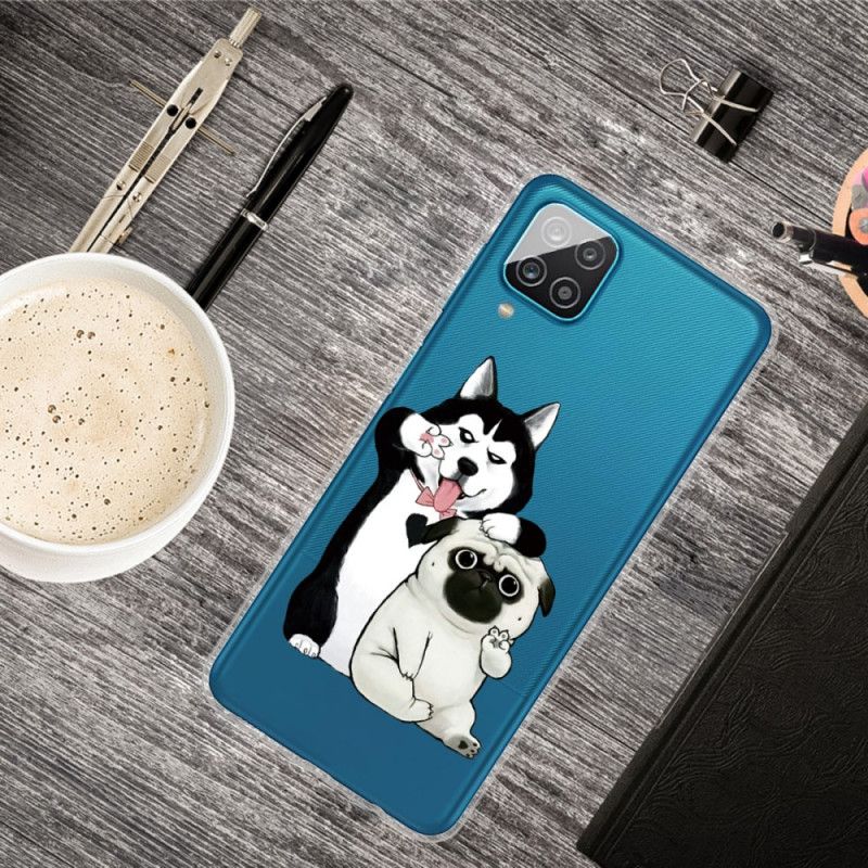 Cover Hoesje Samsung Galaxy A12 Telefoonhoesje Grappige Honden